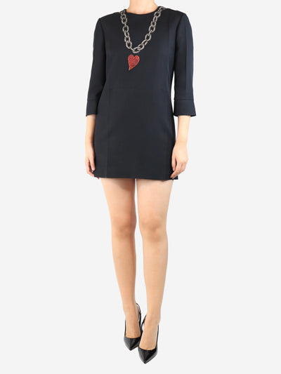 Black silk and wool-blend embellished mini dress - size UK 12 Dresses Gucci
