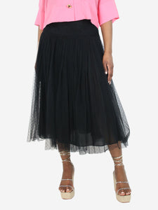Christian Dior Black tulle pleated midi skirt - size UK 16