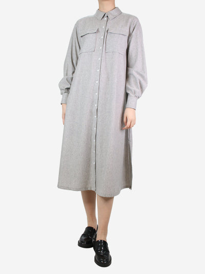 Grey midi flannel shirt dress Dresses Bamford 