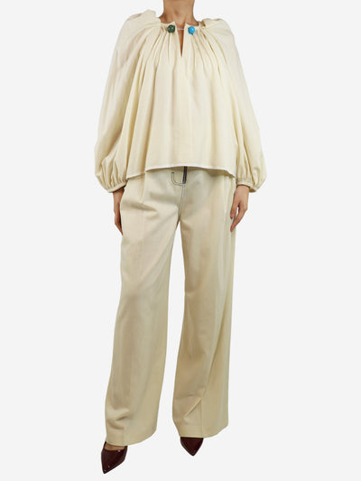 Cream Grand Bazaar top and trousers set - size UK 10 Sets Nackiye