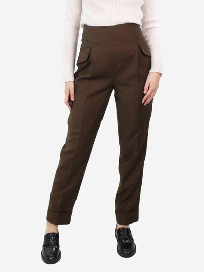 Brown pleated wool trousers - size UK 10 Trousers Emilia Wickstead 