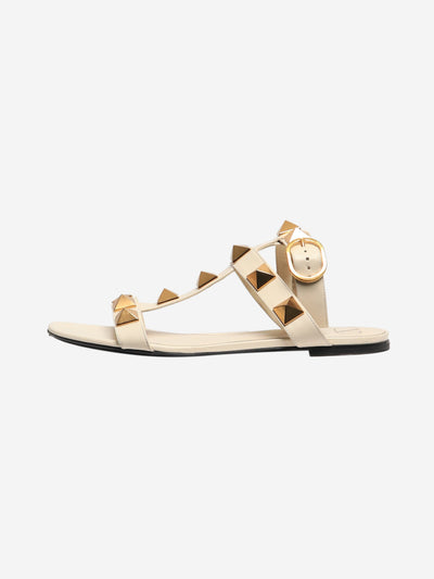 Cream Rockstud flat sandals - size EU 41 Flat Sandals Valentino