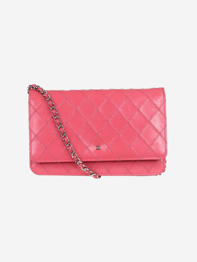 Pink lambskin 2010-2011 silver hardware Wallet On Chain Shoulder bags Chanel 
