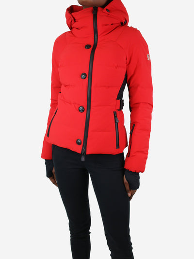 Red quilted hooded jacket - size UK 8 Coats & Jackets Moncler 