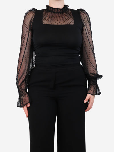Black polka dot tulle blouse - size UK 12 Tops ME+EM