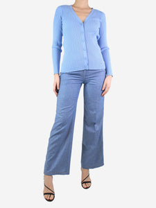 Agnona Blue wool-blend trousers - size UK 8