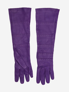 Hermes Hermes Purple leather gloves - size