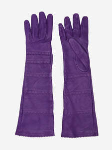 Hermes Hermes Purple leather gloves - size