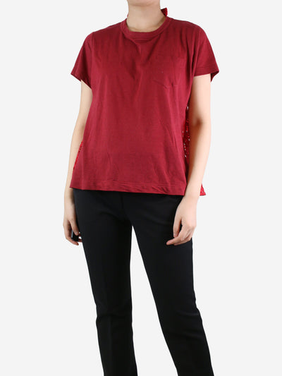 Red lace-back pocket t-shirt - Brand size 3 Tops Sacai 
