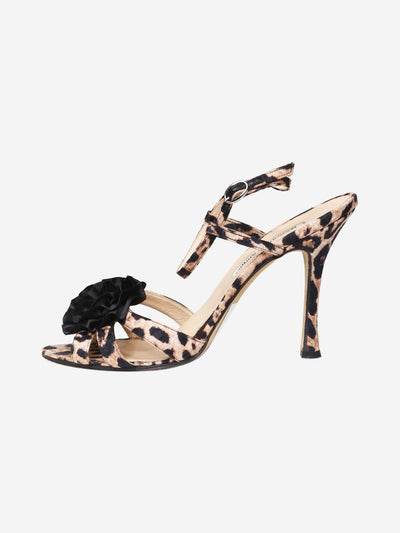 Beige animal print strappy sandal heels - size EU 39.5 Heels Manolo Blahnik 