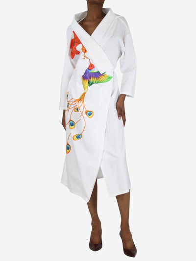 White bird printed midi shirt dress - size UK 6 Dresses Stella Jean