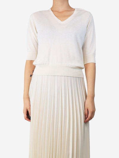 Cream v-neck sweater - size UK 8 Knitwear Divine Cashmere