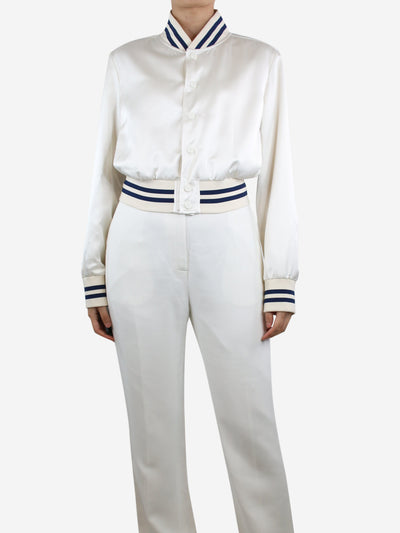 Cream heat-pressed logo satin bomber jacket - size UK 12 Coats & Jackets Ralph Lauren 