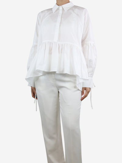 White Andrea gathered cotton-poplin blouse - size UK 8 Tops Cecilie Bahnsen 