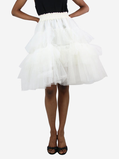 Cream elasticated layered tulle skirt - size UK 6