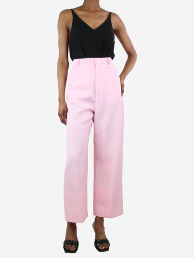 Pink high-rise wide-leg trousers - size UK 8