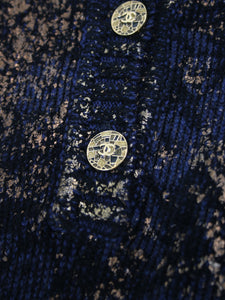Chanel Blue metallic cashmere knit dress - size UK 8