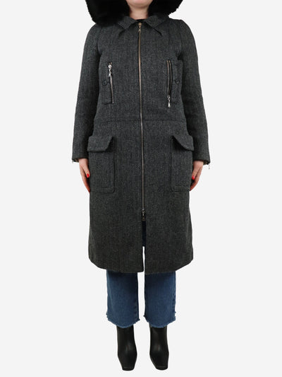 Grey hooded wool jacket - size UK 12 Coats & Jackets Louis Vuitton