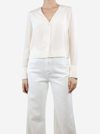 Cream silk blouse - size UK 4