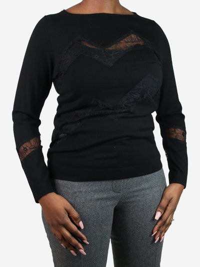 Black zigzag pattern lace sweater - size XL Knitwear Nina Ricci 