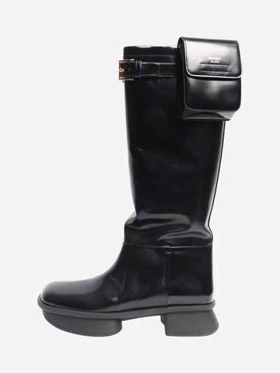 Black brushed leather boots - size EU 39.5 Boots Prada