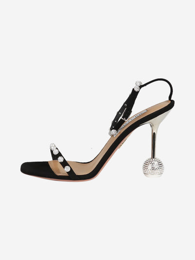 Black suede crystal-embellished sandal heels - size EU 39 Heels Aquazurra 