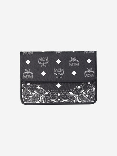 Black monogram leather pouch Wallets, Purses & Small Leather Goods MCM