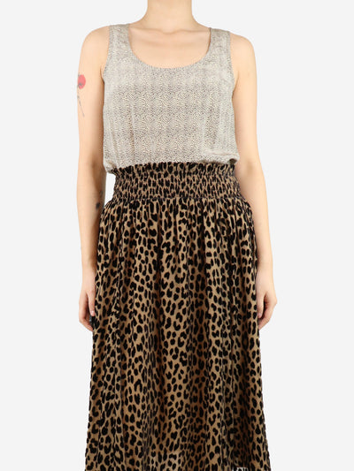 Brown sleeveless leopard print top - size UK 10 Tops Joseph