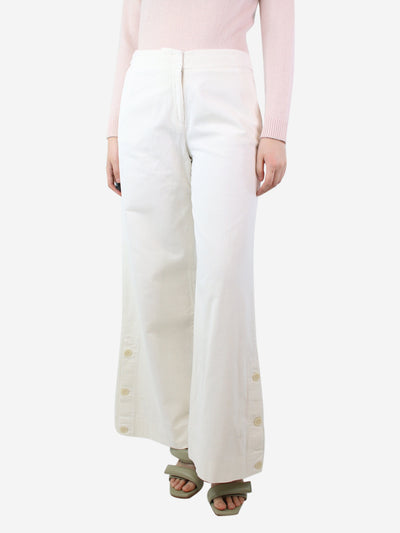 White corduroy wide-leg trousers - size UK 10 Trousers ME+EM 