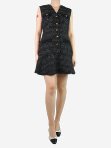 Sandro Black tweed sleeveless dress - size UK 12