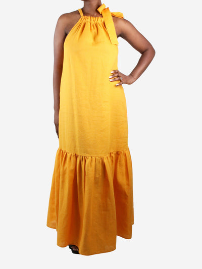 Orange halter neck sleeveless maxi dress - size M Dresses Asceno