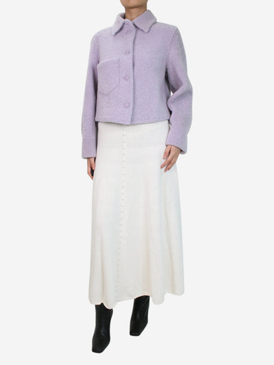 Lilac reversible sheepskin and leather cropped jacket - size UK 14 Coats & Jackets Anne Vest 