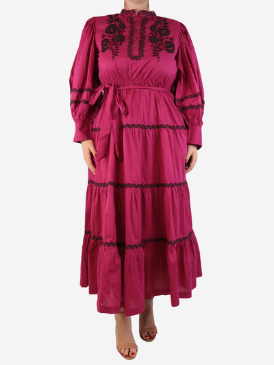 Purple tiered embroidered dress - size S Dresses Antik Batik