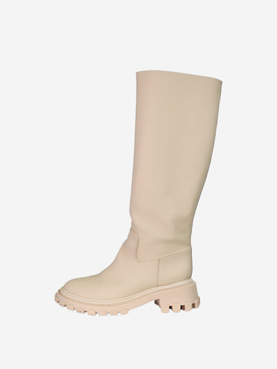 Beige knee-high boots - size EU 41 (UK 8) Boots Porte & Paire 