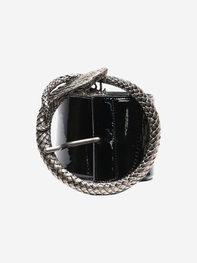 Black patent snake-buckle belt Belts Saint Laurent