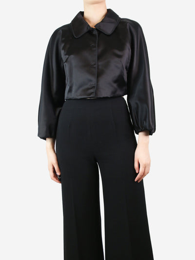 Black cropped satin jacket - size UK 12 Coats & Jackets Dolce & Gabbana 