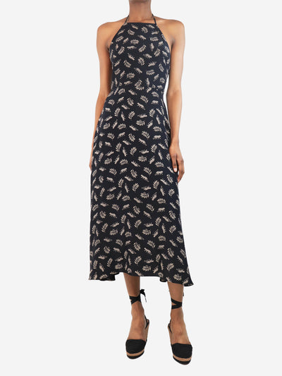 Black silk halterneck midi dress - size UK 6 Dresses HVN