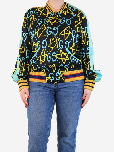 Black GG and star printed bomber jacket - size UK 18 Coats & Jackets Gucci