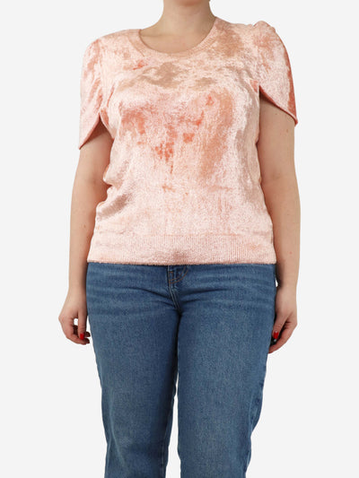 Pink short-sleeved velvet sweater - size M Tops Dries Van Noten