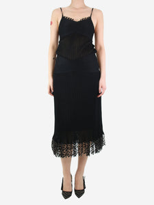 Chanel Black lace-trimmed dress - size UK 10