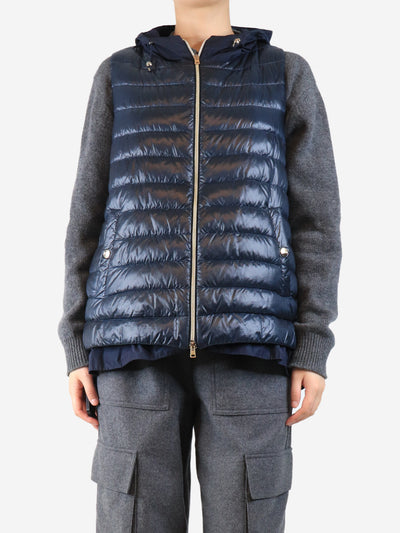 Navy ultralight nylon hooded vest - size UK 14 Coats & Jackets Herno