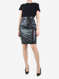 Miu Miu Black crinkled leather skirt - size UK 8