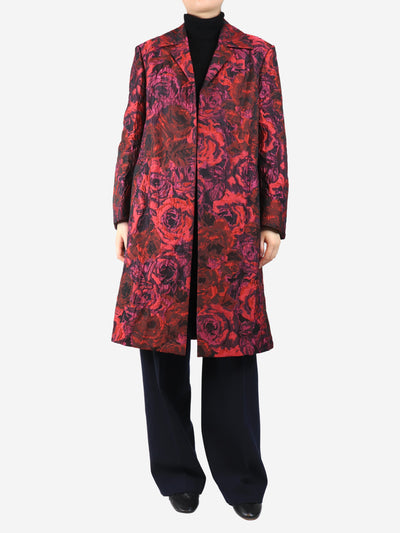 Red floral jacquard coat - size UK 12 Coats & Jackets Dries Van Noten