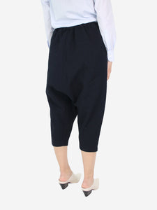 Comme Des Garçons Navy elasticated waistband barrel leg trousers - size S