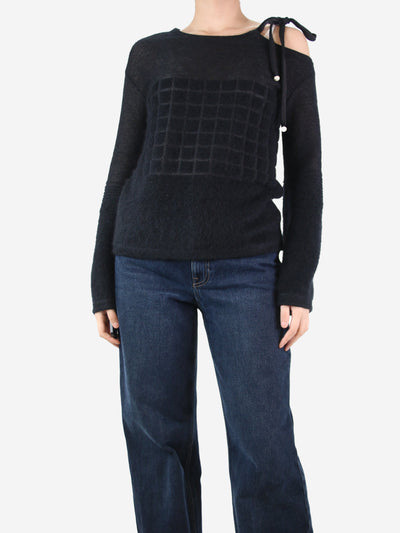 Black mohair-blend cold shoulder jumper - size UK 8 Knitwear Chanel 