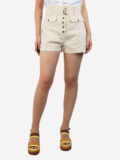 Cream belted mini cargo shorts - size UK 10 Shorts Ulla Johnson