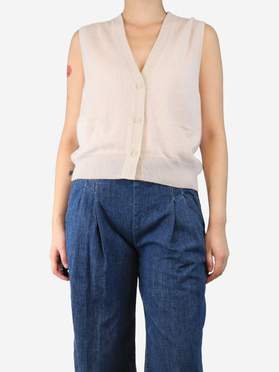 Beige sleeveless cardigan - size L Knitwear No Name