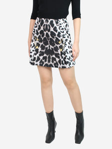 Versus by Versace Grey snow leopard mini skirt - size UK 8