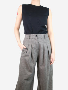 Akris Black sleeveless cutout wool top - size UK 12