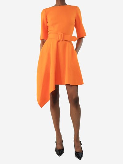 Orange crepe symmetrical dress with belt - size UK 6 Dresses Oscar De La Renta